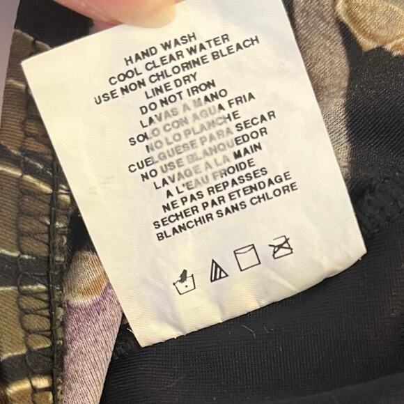 Miraclesuit One-Piece Bathing Suit 14 Black Tropical Ruched Shaping Support Swim - Picture 9 of 10